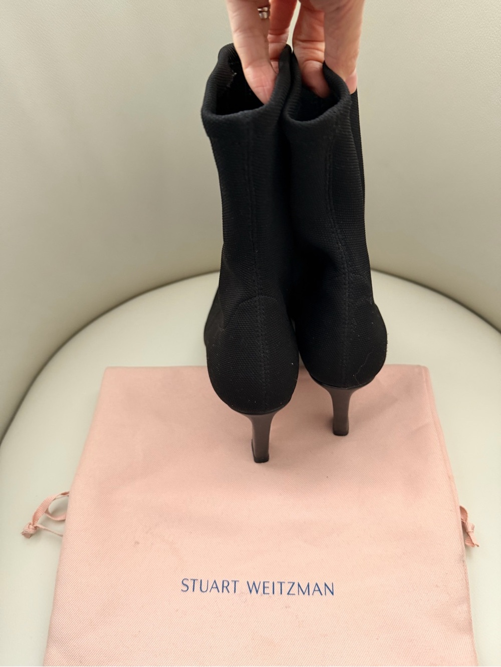 Stuart Weitzman Black Pointed Sock Booties - Picture 3 of 8